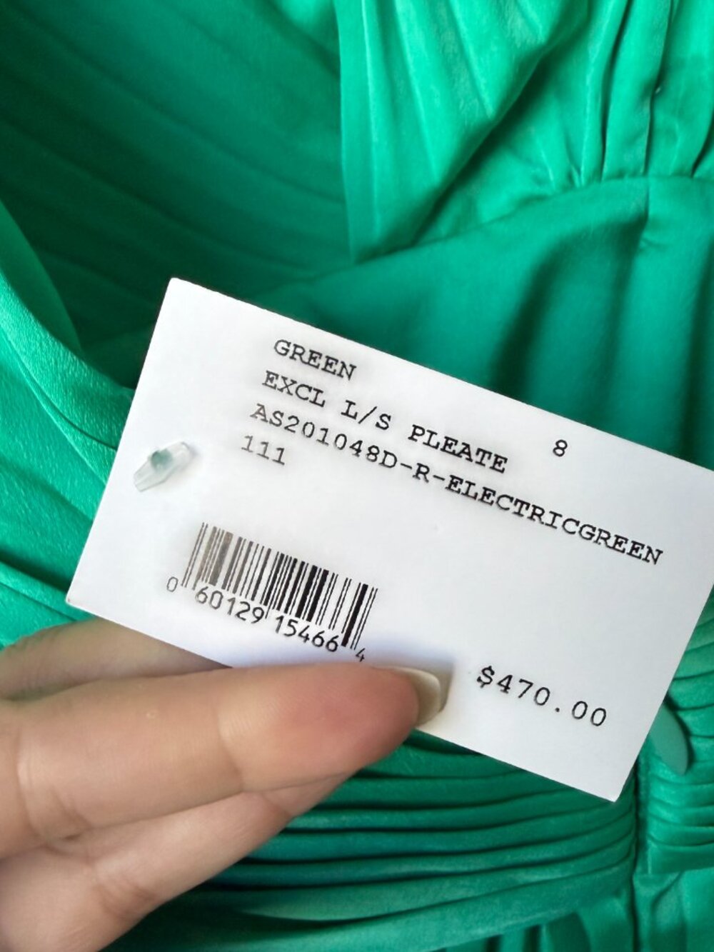 NWT Acler Palms Pleated Midi Dress in Electric Green Size 10 - Picture 5 of 9